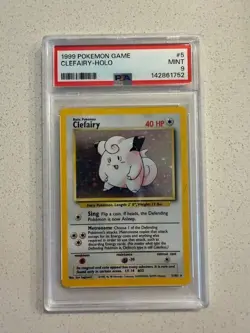 1999 POKEMON BASE SET UNLIMITED #5 CLEFAIRY-HOLO PSA 9 - Image 1