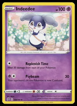 Indeedee 088/192 Uncommon Rebel Clash Pokemon Near Mint - Image 1