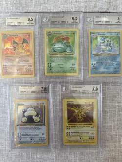63 Vintage Pokemon Including Shadowless Charizard, Venusaur, Bs Blastoise & More - Image 1