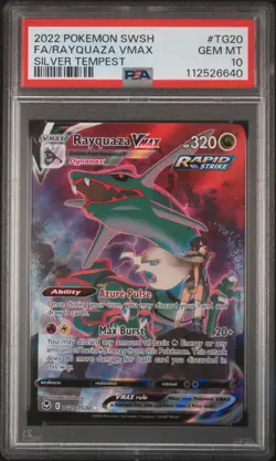 2022 POKEMON SWORD & SHIELD SILVER TEMPEST #TG20 FULL ART/RAYQUAZA VMAX PSA 10 - Image 1