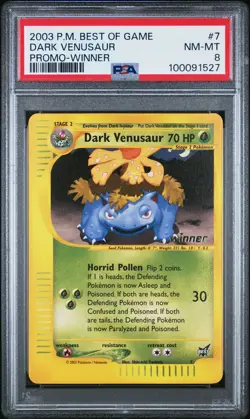 2003 POKEMON BEST OF GAME PROMO WINNER #7 DARK VENUSAUR PSA 8 - Image 1