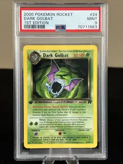 Pokemon Dark Golbat Team Rocket 1st Edition NON Holo Rare #24 PSA 9 Mint - Image 1