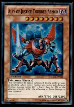 Ally of Justice Thunder Armor Hidden Arsenal 2 HA02-EN021 MP YuGiOh TCG | Buy 10 - Image 1