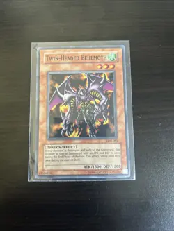YUGIOH TWIN-HEADED BEHEMOTH LOD-063 SUPER (LP) - Crease - Image 1