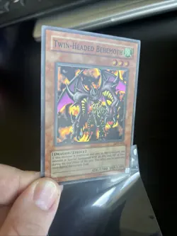 YUGIOH TWIN-HEADED BEHEMOTH LOD-063 SUPER (LP) - Crease - Image 3