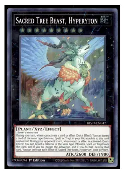 Yugioh Sacred Tree Beast, Hyperyton #BLVO-EN047 Super Rare Blazing Vortex LP - Image 1