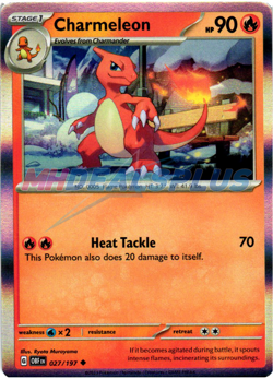 NM Pokemon Obsidian Flames Charmeleo 027 Holo Promo Card - Charizard EX Premium - Image 1