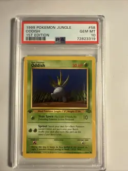 Pokemon TCG Oddish Jungle 1st Edition Common Card 58/64 PSA 10 GEM MT - Image 1