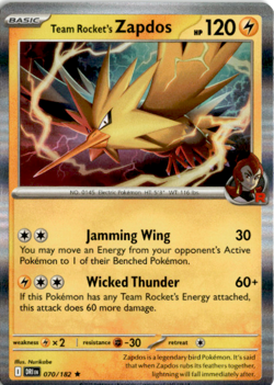 Destined Rivals - Team Rocket's Zapdos - 070/182 - Holo Rare - English Pokemon - Image 1