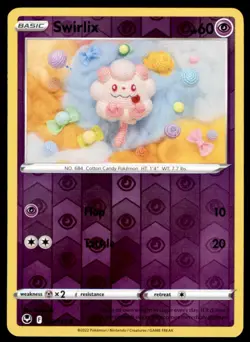 Swirlix 083/195 Common Silver Tempest Pokemon Reverse Holo Lightly Played - Image 1