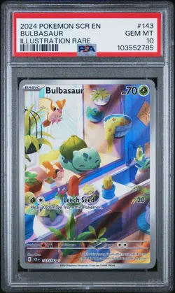 Pokemon 2024 SV07 Stellar Crown Bulbasaur Illustration Rare Holo 143/142 PSA 10 - Image 1