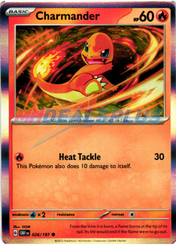 NM Pokemon Obsidian Flames Charmander 026 Holo Promo Card - Charizard EX Premium - Image 1