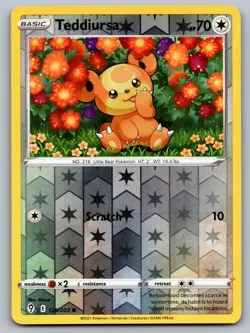 Teddiursa 126/203 Evolving Skies Pokemon Reverse Holo Near Mint - Image 1
