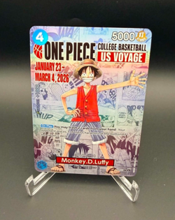 One Piece Monkey D. Luffy College Basketball US Voyage Promo Card P-055 - NM - Image 1
