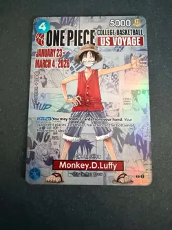 One Piece Monkey D. Luffy College Basketball US Voyage Promo Card P-055 - NM - Image 3