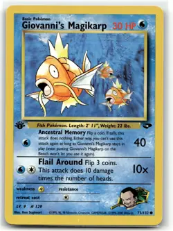 Giovanni's Magikarp 73/132 Common Gym Challenge Pokemon 1st Edition NM/M - Image 1