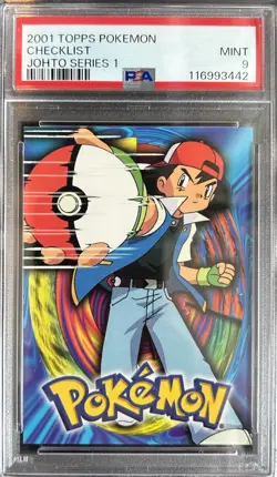 2001 Topps Pokemon Johto Series 1 Checklist - PSA 9 - Image 1