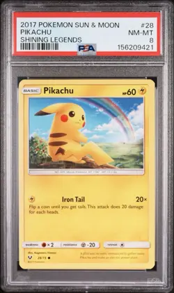 2017 Pokemon Shining Legends Pikachu #28/73 PSA 8 - Image 1