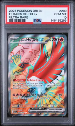 PSA 10 GEM Mint Ethan's Ho-Oh ex 209/182 Ultra Rare - Pokemon DRI SV10 - Image 1