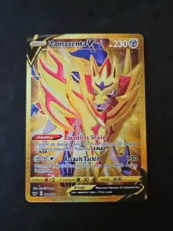 Zamazenta v 212/202 Sword & Shield Base Set Gold Secret Rare Card NM Condition - Image 1