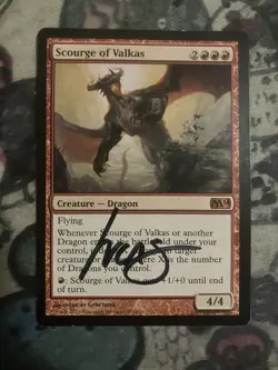 MTG Scourge of Valkas Signed By Artist Core Set 2014 M14 151/249 Regular Mythic - Image 1