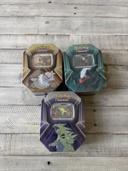 3 x Triple Whammy Collector Sealed Tins (Complete Tin Set) Pokemon TCG - Image 1