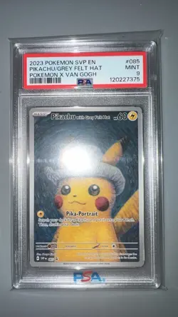 PSA 9 Pikachu with Grey Felt Hat 085 Sv: Scarlet & Violet Promo Card - Image 1