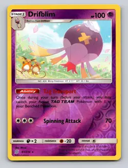 Drifblim (Raichu Love Cameo!) 81/236 Rare Unified Minds Pokemon Reverse Holo NM - Image 1