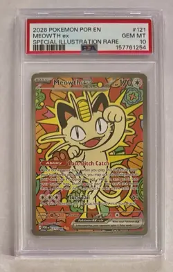 2026 POKEMON POR EN-PERFECT ORDER SPECIAL ILLUSTRATION RARE MEOWTH EX PSA 10 - Image 1