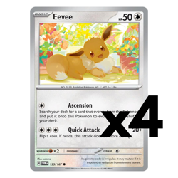 4x Eevee - 135/167 - SV06: Twilight Masquerade (TWM) Pokemon Playset x4 - Image 1