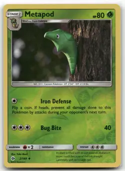 Metapod 2/149 SM Base Set Uncommon Reverse Holo Lightly Played - Image 1
