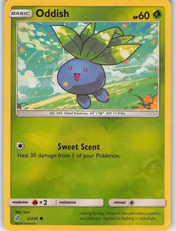 Oddish 2/236 Common Cosmic Eclipse Pokemon Reverse Holo Near Mint - Image 1