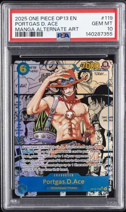 2025 ONE PIECE OP13-CARRYING ON HIS WILL #119 PORTGAS D. ACE PSA 10 - Image 1
