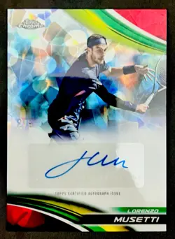 2025 Topps Chrome Sapphire Lorenzo Musetti Red Refractor Auto Autograph 2/5 SSP - Image 1
