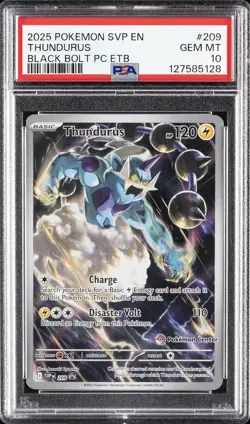 2025 POKEMON BLACK BOLT POKEMON CENTER ETB PROMO SVP #209 THUNDURUS PSA 10 - Image 1