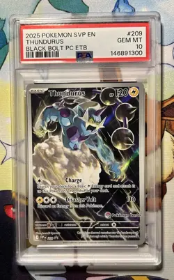 2025 POKEMON BLACK BOLT POKEMON CENTER ETB PROMO SVP #209 THUNDURUS PSA 10 - Image 1