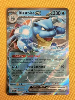 Blastoise ex 030/142 Stellar Crown Double Rare EX Pokemon TCG NM - Image 1