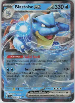 Pokemon Blastoise ex Double Rare SV07: Stellar Crown 030/142 NM - Image 1