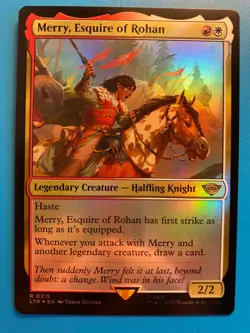 MTG 1x FOIL Merry, Esquire of Rohan 215 Universes Lord of the Rings Magic x1 NM - Image 1
