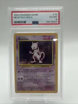 1999 POKEMON GAME #10 MEWTWO-HOLO PSA 6 - Image 1