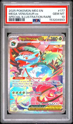 2025 Pokemon Mega Evolutions Venusaur EX Special Illustration Rare #177 PSA 10 - Image 1