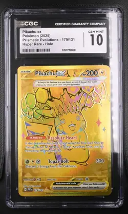 Pokemon Pikachu ex 179/131 Prismatic Evolutions Hyper Rare Holo CGC Gem Mint 10 - Image 1