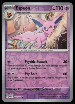 Espeon 033/131 Holo Rare Prismatic Evolutions Pokemon Reverse Holo Near Mint - Image 1