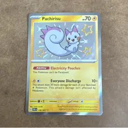 Pokemon TCG Pachirisu 138/091 SV: Paldean Fates Shiny Rare Holo Eng 70 HP - Image 1