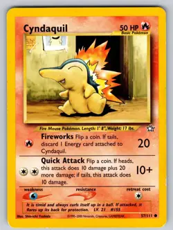 Cyndaquil 57/111 Unlimited Common Neo Genesis Pokemon Lightly Played - Image 1