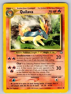 Quilava 47/111 Unlimited Uncommon Neo Genesis Pokemon Moderately Played - Image 1