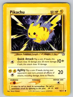 Pikachu 70/111 Unlimited Common Neo Genesis Pokemon Heavily Played - Image 1
