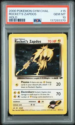2000 POKEMON GYM CHALLENGE HOLO #15 ROCKET'S ZAPDOS PSA 10 - Image 1