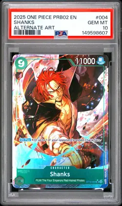 2025 One Piece Shanks PRB02 Alternate Art #004 PSA 10 GEM MINT 💎 - Image 1