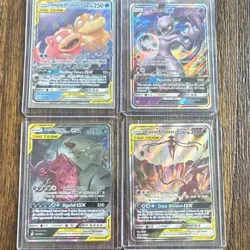 Pokemon TCG Unified Minds TAG TEAM GX Full Art Holo Lot 4 Mewtwo Slowpoke - Image 1